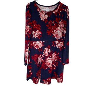 Gap Kids Floral Long Sleeve Dress Girls 8 Navy Red Boho Fall Outfit